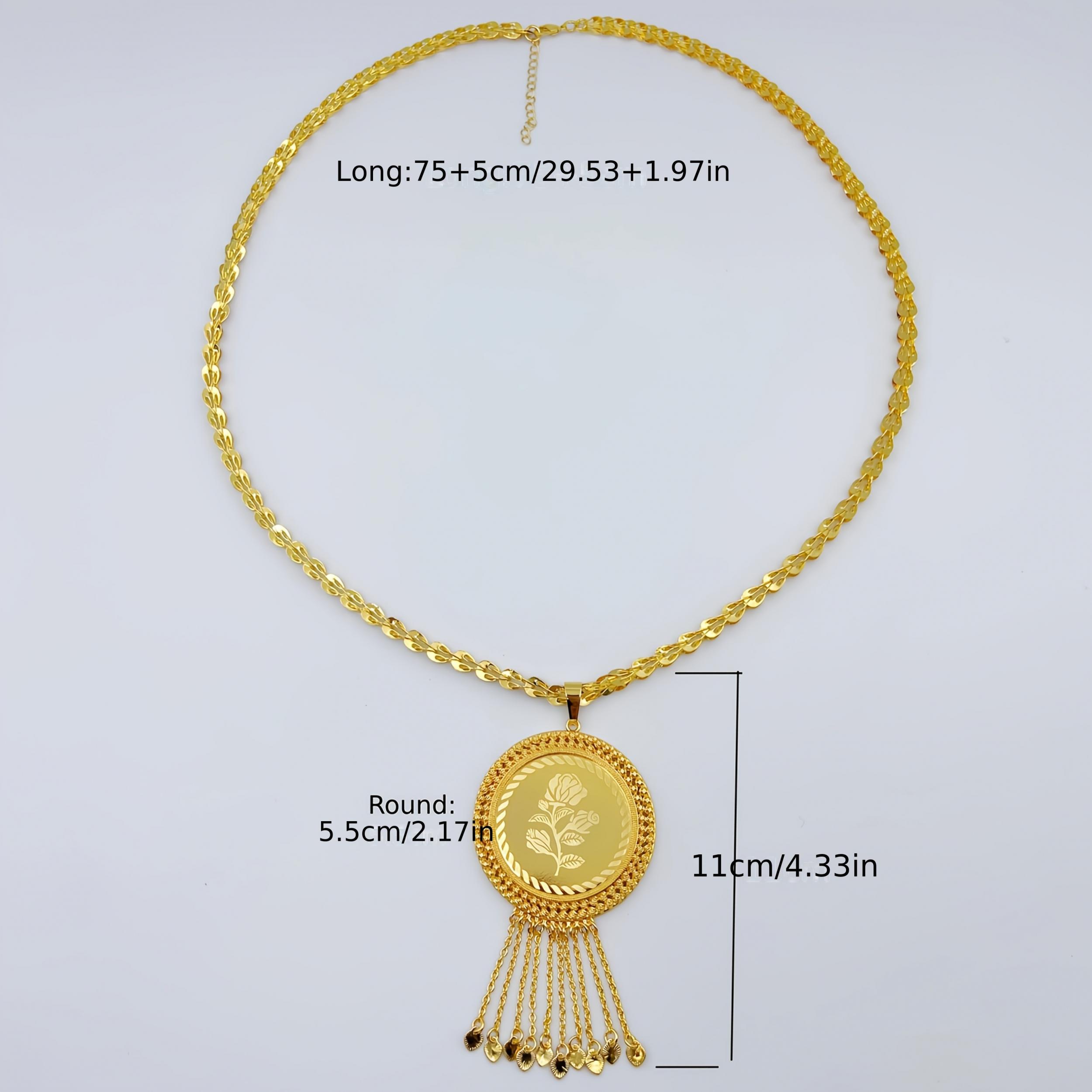 24K Plated Middle Eastern Ramadan Long Necklace for Women